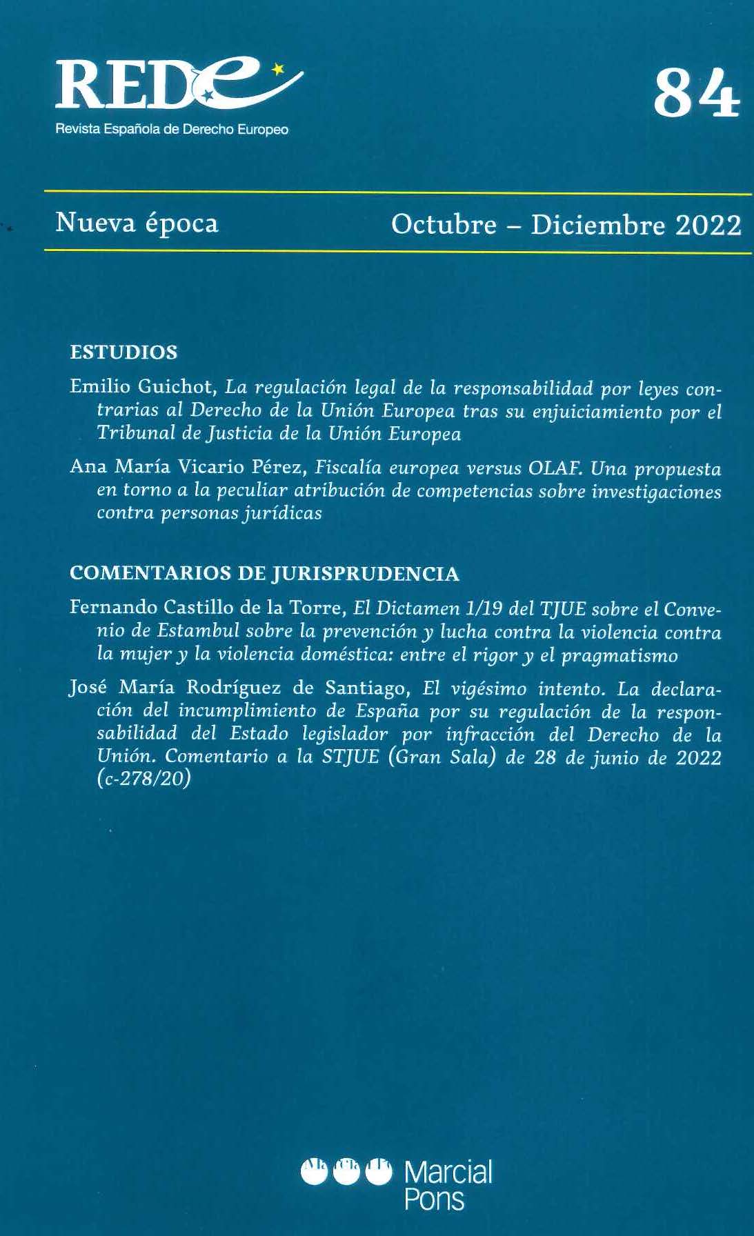 Revista Española de Derecho Europeo, Nº 84, Nueva época Octubre-Diciembre 2022