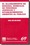 El allanamiento de morada, domicilio de personas jurídicas y establecimientos abiertos al público