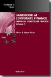 Handbook of corporate finance. 9780444508980