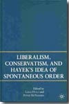 Liberalism, conservatism, and Hayek's idea of spontaneous order. 9781403984258
