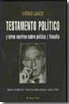 Testamento político y otros escritos sobre política y filosofía. 9788496831841