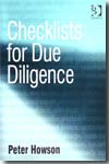 Checklists for due diligence. 9780566088629