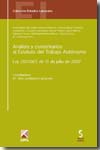 Análisis y comentarios al Estatuto del Trabajo Autónomo. 9788496889347