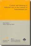 Content and meaning of national Law in the context of transnational Law. 9783866531277