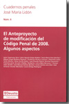 El anteproyecto de modificación del Código Penal de 2008