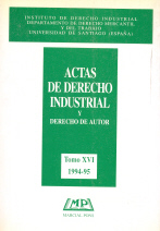 Actas de derecho industrial y derecho de autor. Tomo XVI (1994-1995). 9788472483910