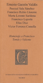 Homenaje a Francisco Tomás y Valiente. 9788461595068