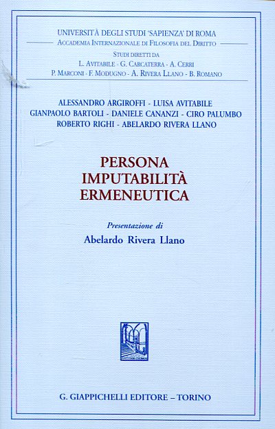 Persona imputabilità ermeneutica. 9788834855751