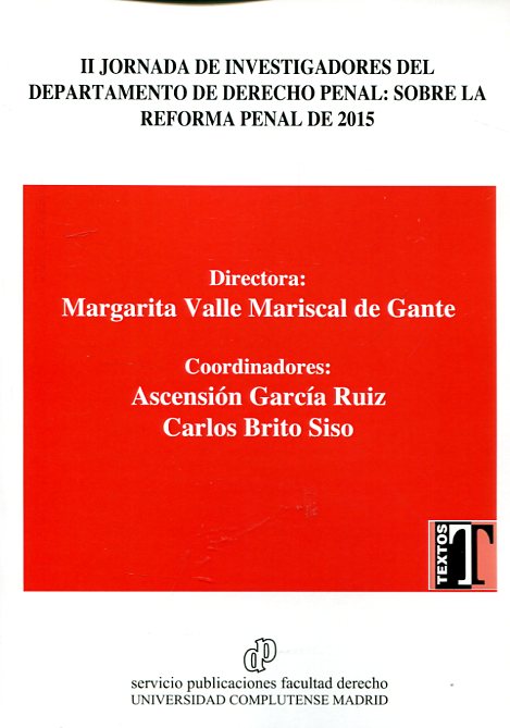 II Jornada de Investigadores del Departamento de Derecho Penal. 9788484811701