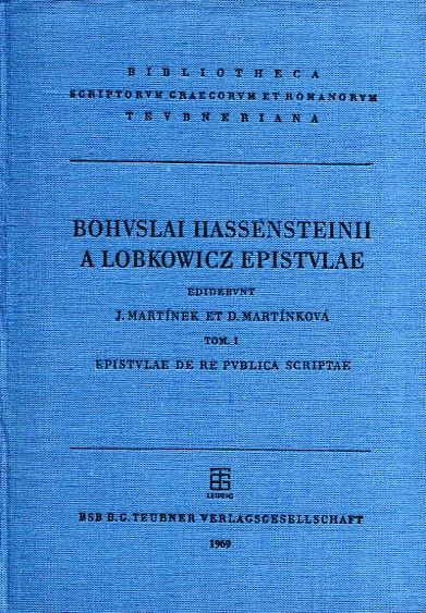Bohvslai Hassensteinii a Lobkowicz Epistulae. 100676854