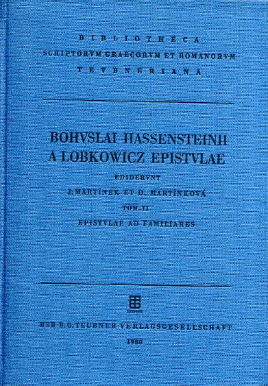 Bohvslai Hassensteinii a Lobkowicz Epistulae
