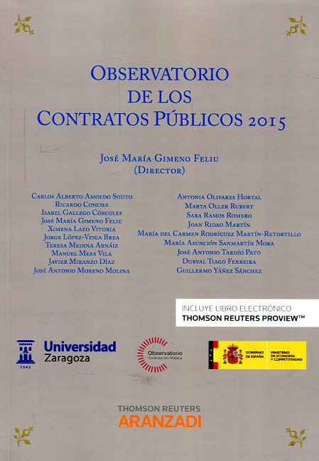 Observatorio de los contratos públicos 2015. 9788491352860