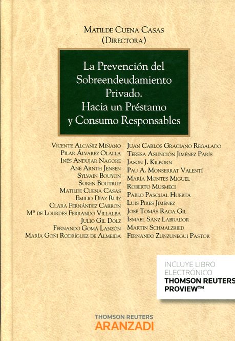 La prevención del sobreendeudamiento privado. 9788491522508