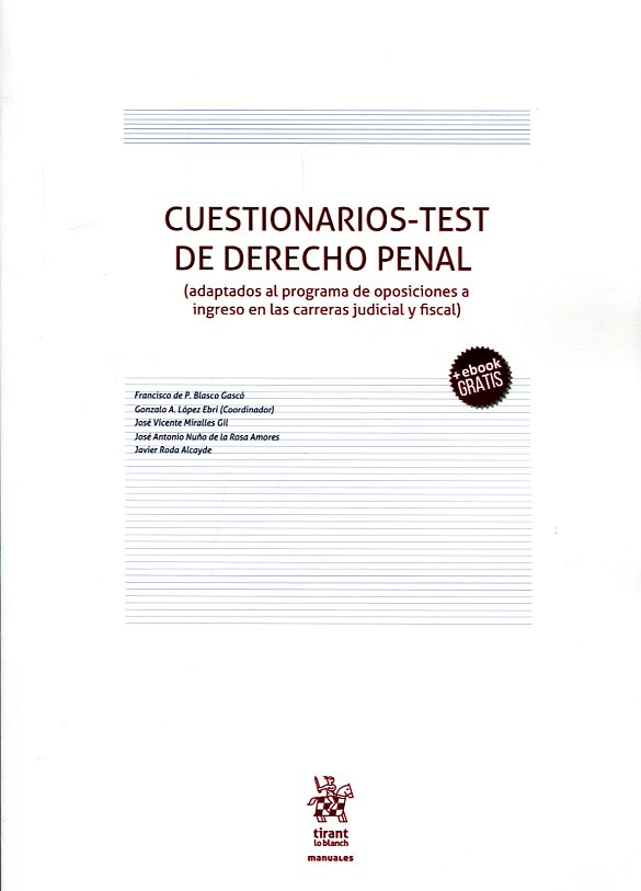 Cuestionarios-Test de Derecho penal. 9788491437512