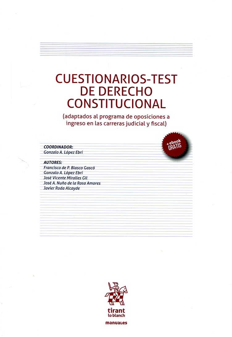 Cuestionarios-Test de Derecho constitucional. 9788491691457