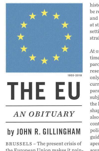 The EU an obituary. 9781784784249
