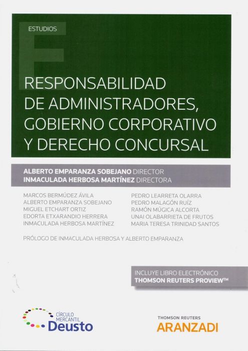 Responsabilidad de administradores, gobierno corporativo y Derecho concursal. 9788491970132