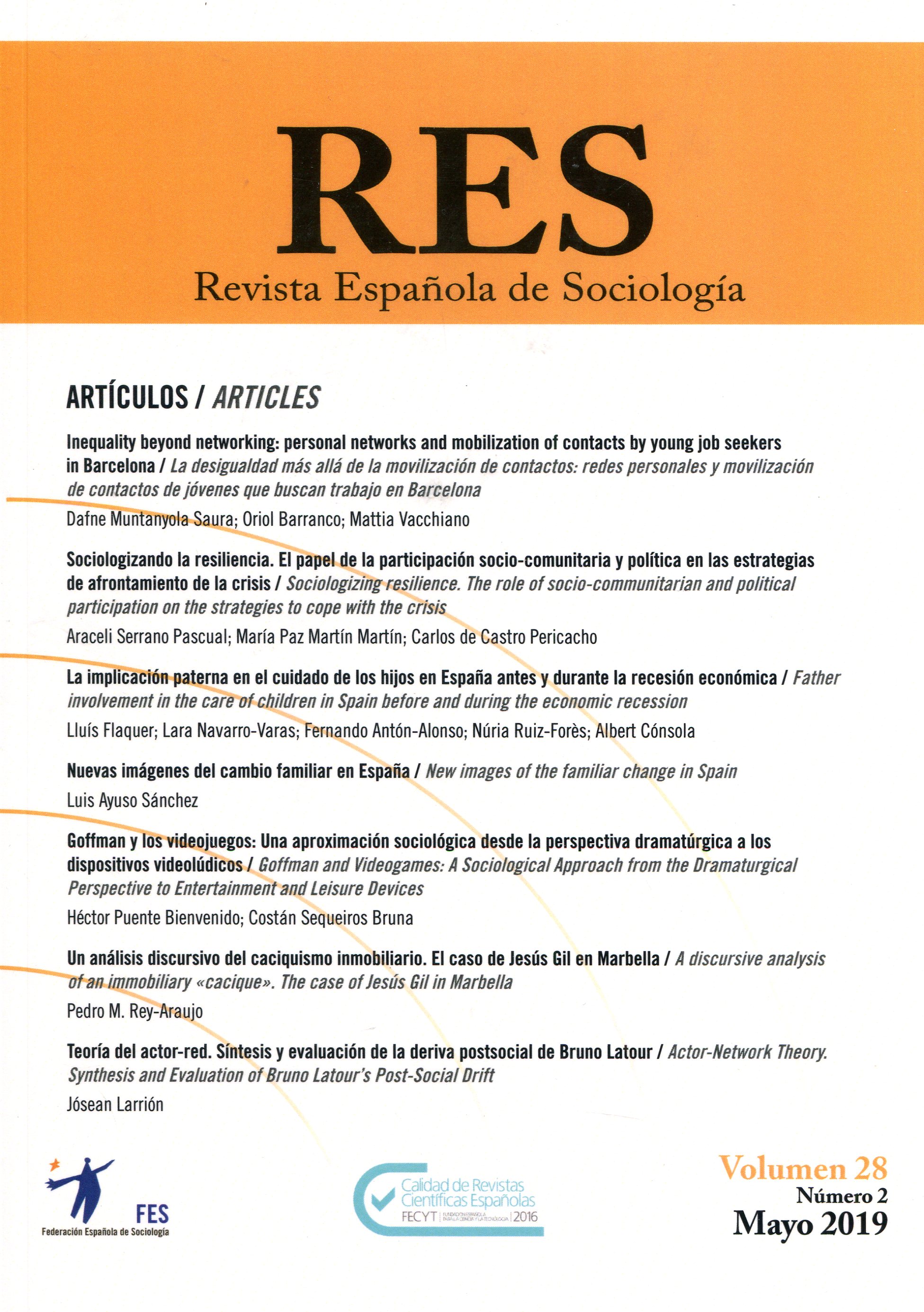 RES. Revista Española de Sociología, Nº 28-2, año 2019