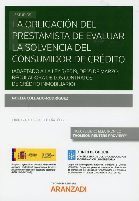 La obligación del prestamista de evaluar la solvencia del consumidor de crédito. 9788413097824