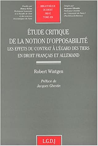 Étude critique de la notion d'opposabilité