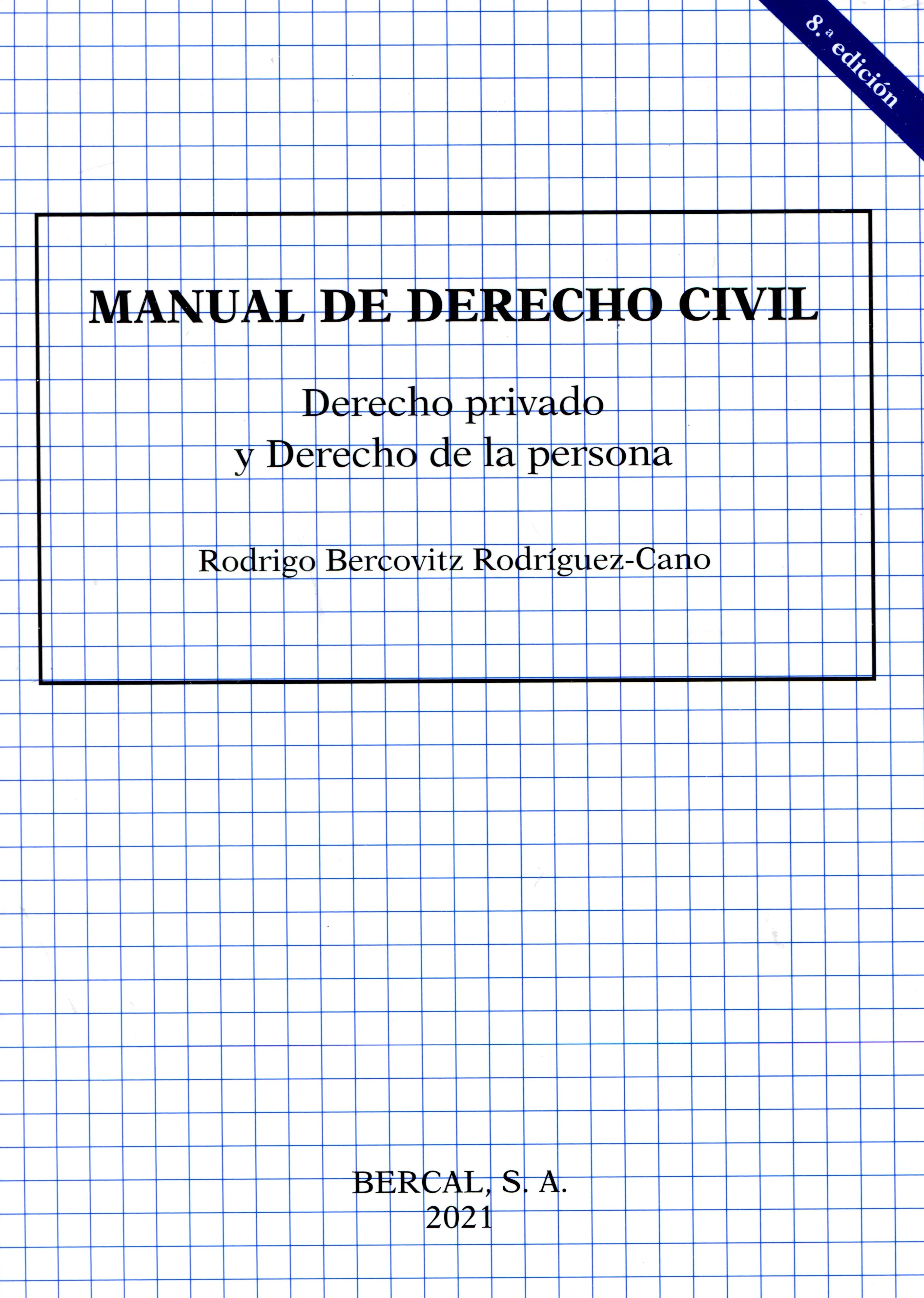 Persona australiana Hostil Cadena Libro: Manual de Derecho civil - 9788489118379 - Bercovitz Rodríguez-Cano,  Rodrigo - · Marcial Pons Librero