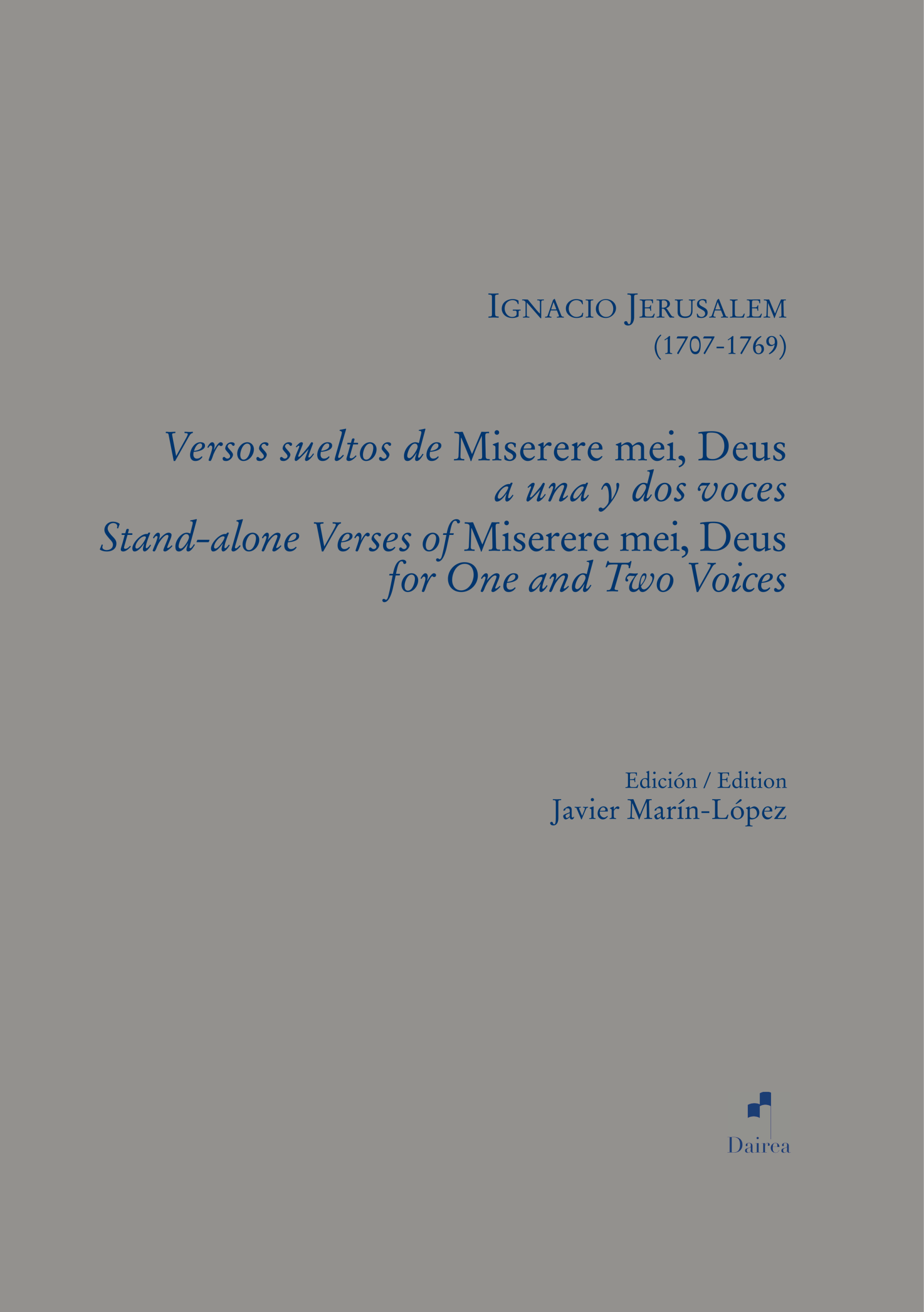 Versos sueltos de 'Miserere mei, Deus = Stand-alone Verses of Miserere mei, Deus. 9788494403590