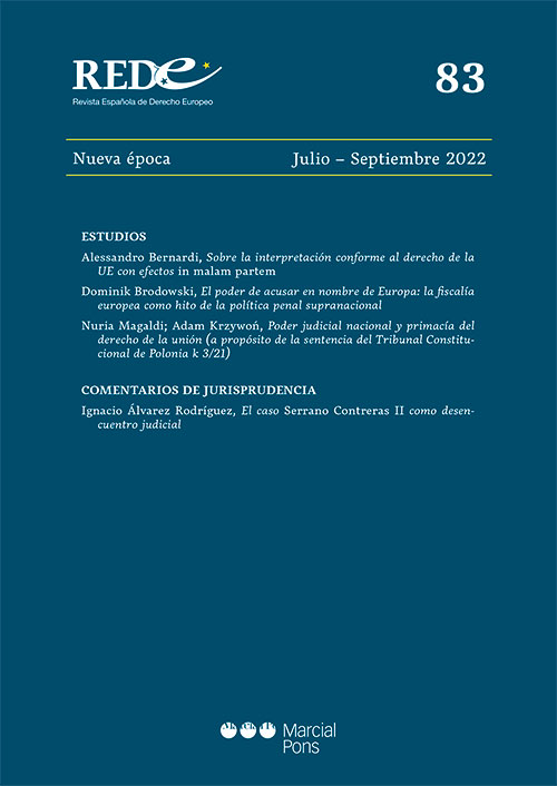 Revista Española de Derecho Europeo, Nº 83, Nueva época Julio-Septiembre 2022. 101094933