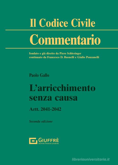 L' arricchimento senza causa