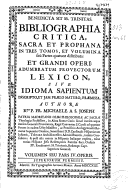 Bibliographia critica sacra et prophana