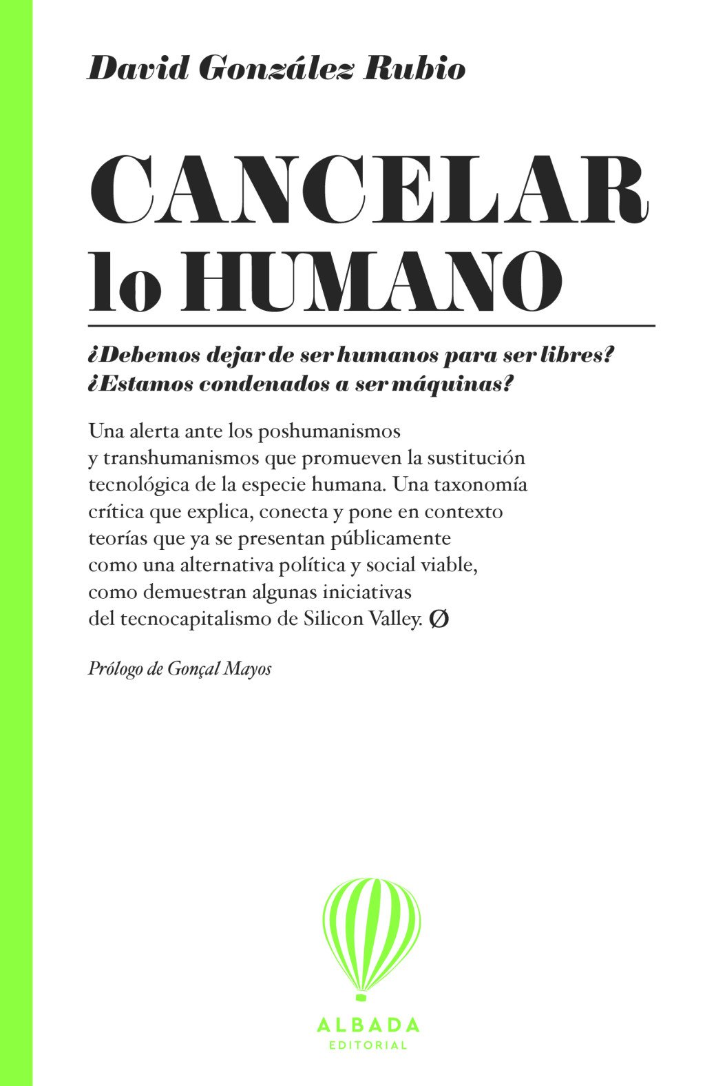 Cancelar lo humano. 9791399136265