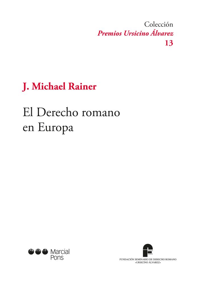 El Derecho romano en Europa. 9791388286254